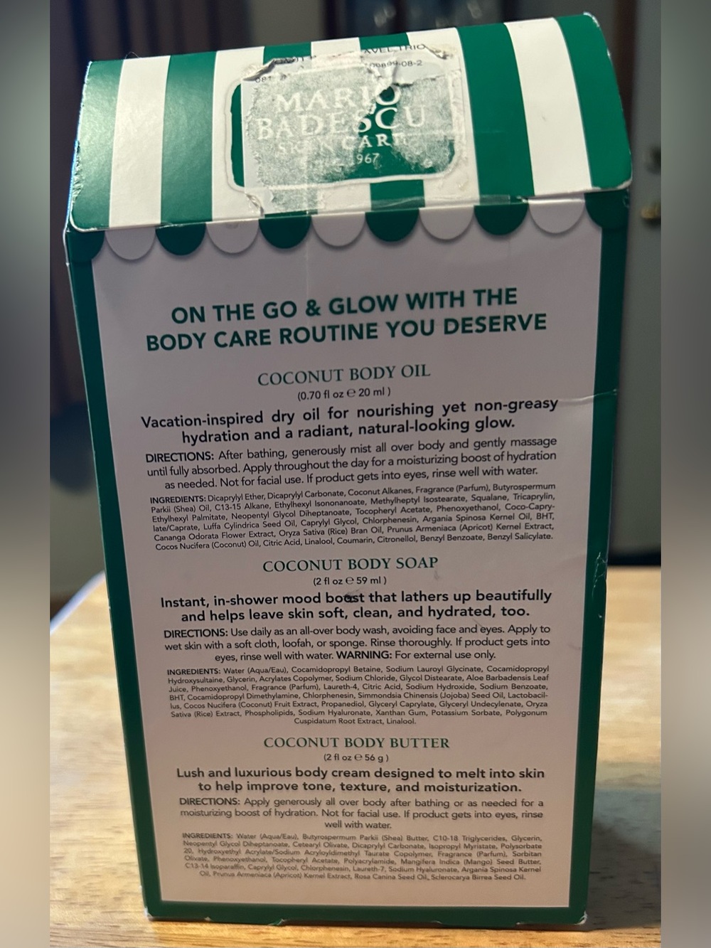 Mario Badescu Coconut Body Travel Trio - Green and White Packaging - Picture 2 of 2